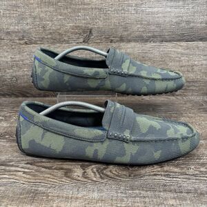 Rothys Driving Loafers Shoes Men's 14 Green Camo Slip On Washable Comfort
